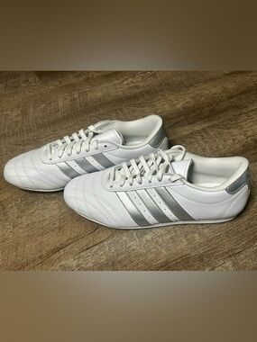 adidas Taekwondo White and Silver Low-Profile Athletic Shoes